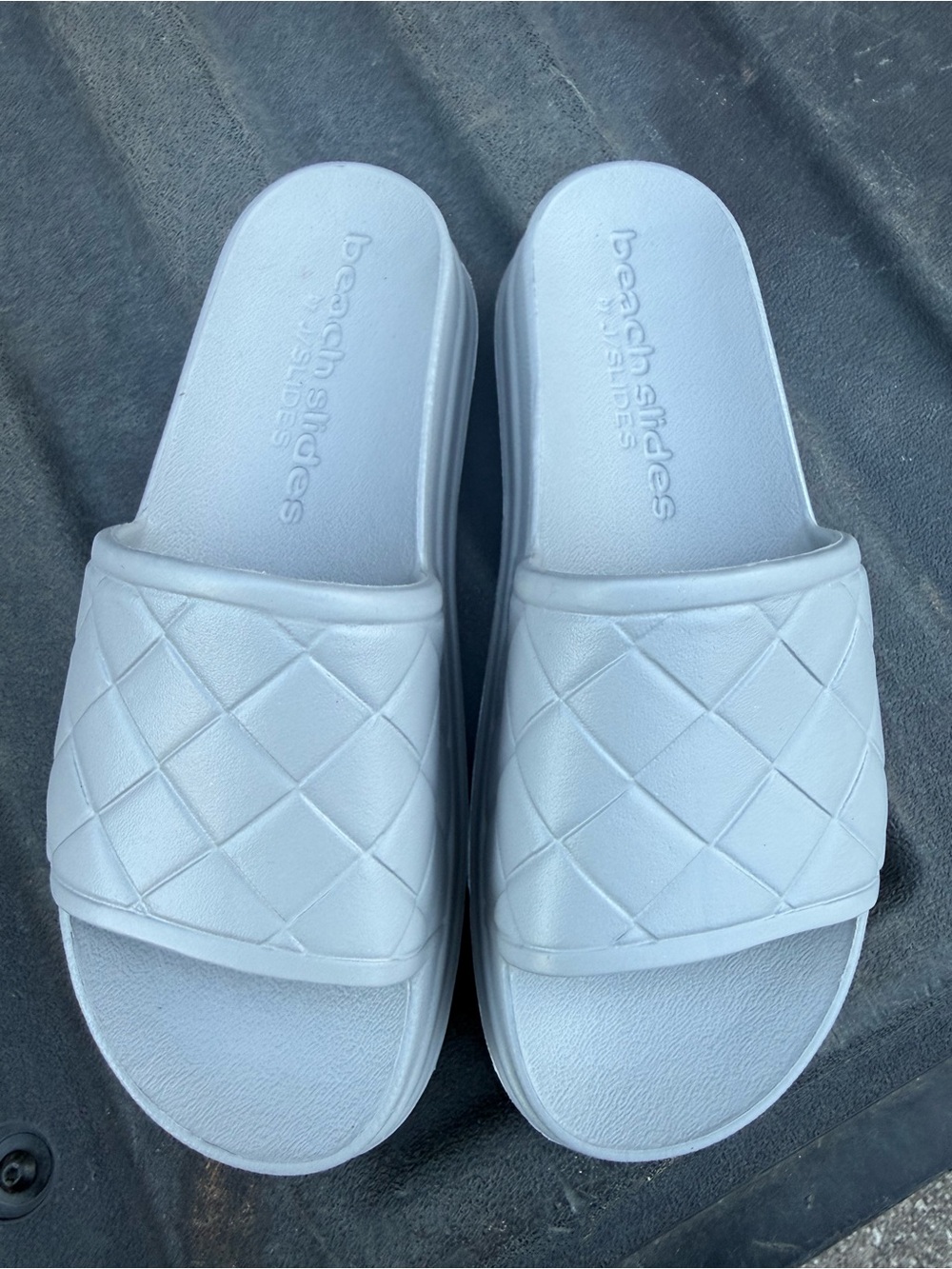 J/SLIDES Women's Gray Beach Slides Eva Stud 6M